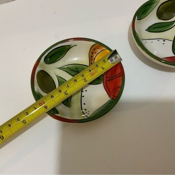 Pampered Chef Small Oil/Serving Bowls Hand Painted  Bright Colors Set of 3 G22 - Picture 5 of 6